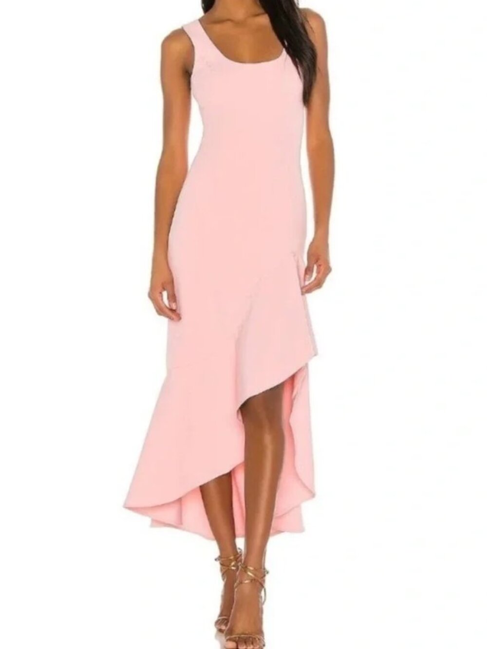 Bardot Esther Frill High/low sleeveless Dress blush Pink women size 6 (274)